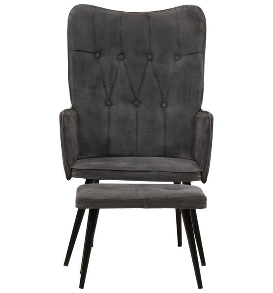 Ohrensessel mit Hocker Schwarz Vintage Canvas