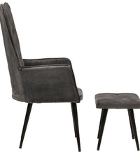 Ohrensessel mit Hocker Schwarz Vintage Canvas