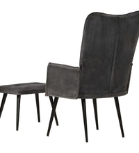 Ohrensessel mit Hocker Schwarz Vintage Canvas