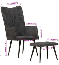 Ohrensessel mit Hocker Schwarz Vintage Canvas