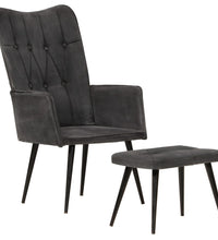 Ohrensessel mit Hocker Schwarz Vintage Canvas