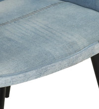 Sessel mit Hocker Blau Denim Patchwork Canvas