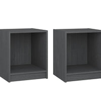 Nachttische 2 Stk. Grau 35,5x33,5x41,5 cm Massivholz Kiefer