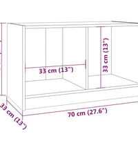 TV-Schrank Grau 70x33x42 cm Massivholz Kiefer