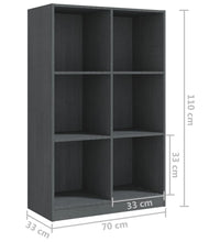 Bücherregal Grau 70x33x110 cm Massivholz Kiefer