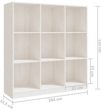 Bücherregal/Raumteiler Weiß 104x33,5x110 cm Massivholz Kiefer