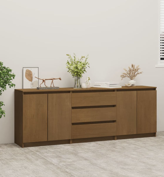 Beistellschrank Honigbraun 180x36x65 cm Massivholz Kiefer