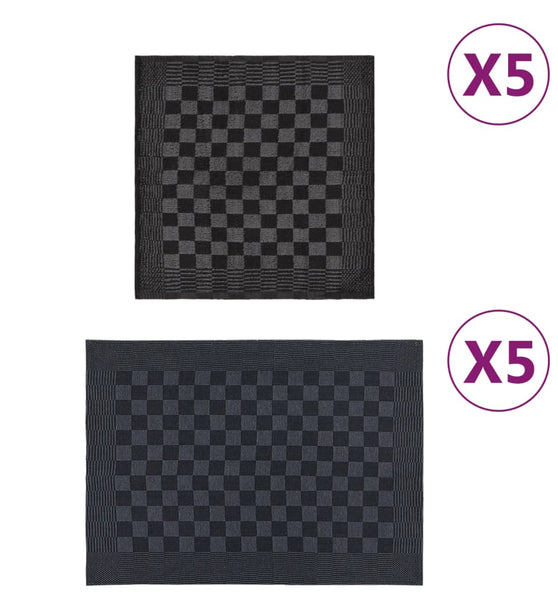 10-tlg. Handtuch-Set Schwarz und Grau Baumwolle