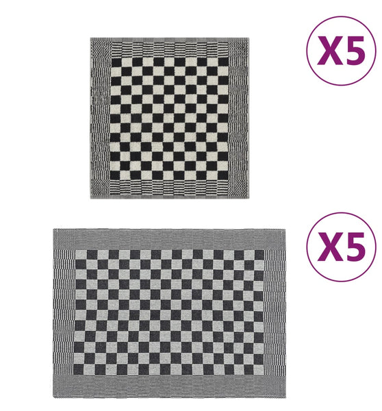 10-tlg. Handtuch-Set Schwarz und Weiß Baumwolle