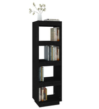 Bücherregal/Raumteiler Schwarz 40x35x135 cm Massivholz Kiefer