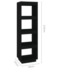 Bücherregal/Raumteiler Schwarz 40x35x135 cm Massivholz Kiefer