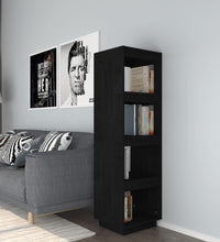 Bücherregal/Raumteiler Schwarz 40x35x135 cm Massivholz Kiefer