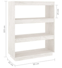 Bücherregal/Raumteiler Weiß 80x35x103 cm Massivholz Kiefer