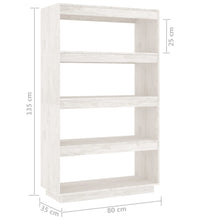 Bücherregal/Raumteiler Weiß 80x35x135 cm Massivholz Kiefer