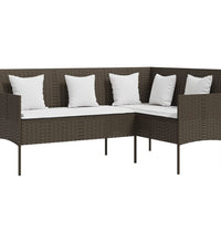 5-tlg. Sofagarnitur in L-Form mit Kissen Poly Rattan Braun