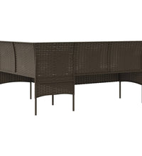 5-tlg. Sofagarnitur in L-Form mit Kissen Poly Rattan Braun