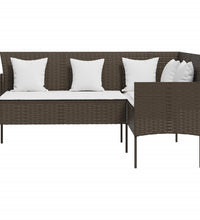 Sofa in L-Form mit Kissen Poly Rattan Braun