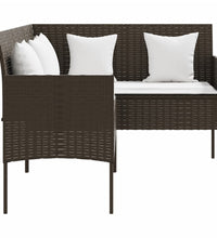 Sofa in L-Form mit Kissen Poly Rattan Braun