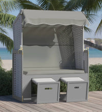 Strandkorb mit Dach Poly Rattan und Massivholz Grau