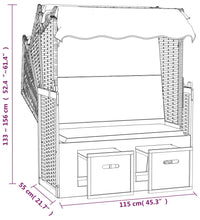 Strandkorb mit Dach Poly Rattan und Massivholz Grau & Weiß