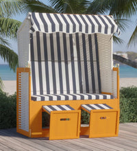 Strandkorb mit Dach Poly Rattan & Massivholz Weiß & Blau