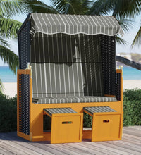 Strandkorb mit Dach Poly Rattan und Massivholz Schwarz & Grau