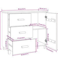 Sideboard HAMAR Weiß 90x40x80 cm Massivholz Kiefer