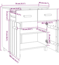 Sideboard HAMAR Honigbraun 79x40x80 cm Massivholz Kiefer