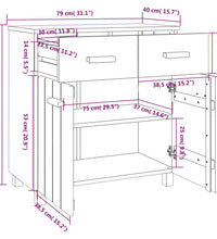 Sideboard HAMAR Weiß 79x40x80 cm Massivholz Kiefer