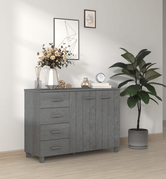 Sideboard HAMAR Dunkelgrau 113x40x80 cm Massivholz Kiefer