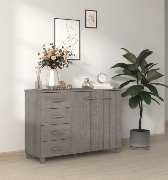 Sideboard HAMAR Hellgrau 113x40x80 cm Massivholz Kiefer