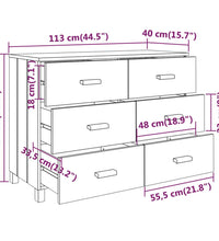 Sideboard HAMAR Honigbraun 113x40x80 cm Massivholz Kiefer