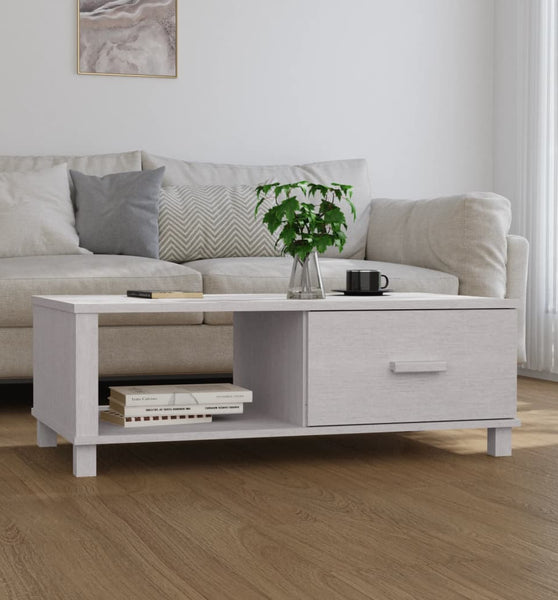 Couchtisch HAMAR Weiß 100x55x35 cm Massivholz Kiefer