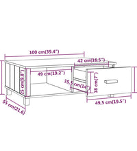 Couchtisch HAMAR Dunkelgrau 100x55x35 cm Massivholz Kiefer