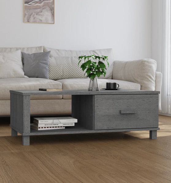 Couchtisch HAMAR Dunkelgrau 100x55x35 cm Massivholz Kiefer
