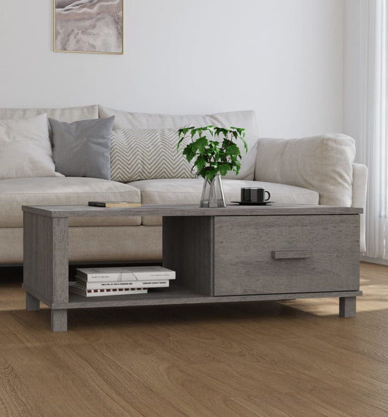 Couchtisch HAMAR Hellgrau 100x55x35 cm Massivholz Kiefer
