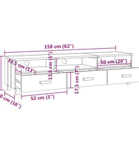 TV-Schrank HAMAR Honigbraun 158x40x40 cm Massivholz Kiefer