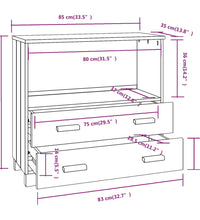 Sideboard HAMAR Weiß 85x35x80 cm Massivholz Kiefer