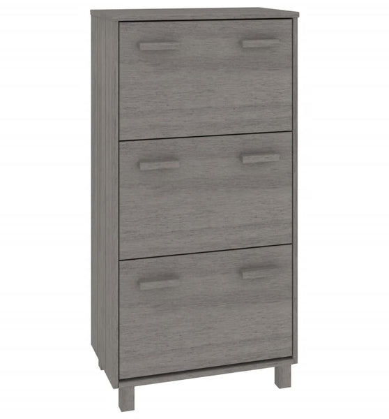 Schuhschrank HAMAR Hellgrau 59,5x35x117 cm Massivholz Kiefer