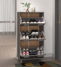 Schuhschrank HAMAR Hellgrau 59,5x35x117 cm Massivholz Kiefer