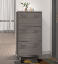 Schuhschrank HAMAR Hellgrau 59,5x35x117 cm Massivholz Kiefer