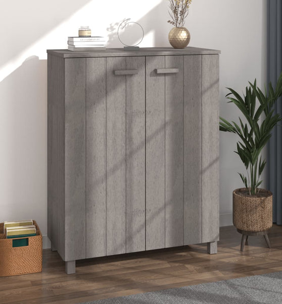 Schuhschrank HAMAR Hellgrau 85x40x108 cm Massivholz Kiefer