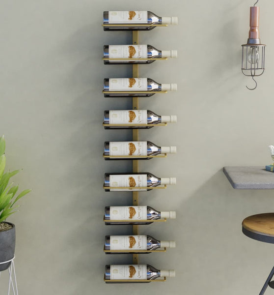 Wand-Weinregal für 9 Flaschen Golden Eisen