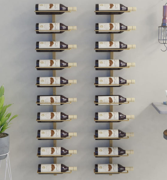 Wand-Weinregale für 10 Flaschen 2 Stk. Golden Metall