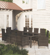 11-tlg. Garten-Essgruppe mit Kissen Poly Rattan Schwarz