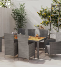 7-tlg. Garten-Essgruppe mit Kissen Poly Rattan Grau