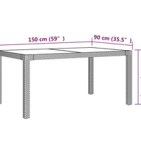 5-tlg. Garten-Essgruppe mit Kissen Poly Rattan Grau