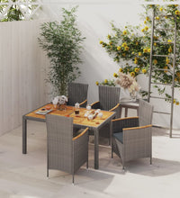 5-tlg. Garten-Essgruppe mit Kissen Poly Rattan Grau