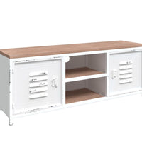 TV-Schrank Weiß 110x30x40 cm Eisen und Massivholz Tanne