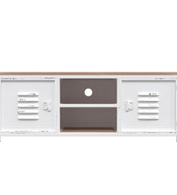 TV-Schrank Weiß 110x30x40 cm Eisen und Massivholz Tanne